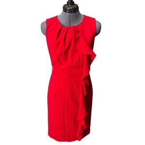 Calvin Klein Red Sleeveless Dress Size 2 Waterfall Front Work or Cocktail